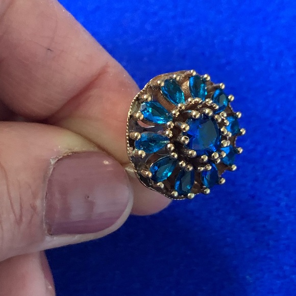 Antique Style Midnight Blue Spinel Topaz Ring 10.5 - Picture 5 of 8